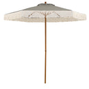 7 Feet Patio Umbrella with Fringe Sun-Protective Beach Umbrella with Boho Tassel