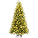 7 Feet Pre-Lit Artificial Christmas Tree Hinged Faux Xmas Tree with Soft Branch Tips