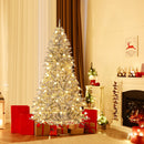 6 Feet Snow-flocked Artificial Christmas Tree Pre-lit Hinged with 81 Sphere Lights and Remote