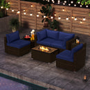 7 Pieces Outdoor Furniture Set with 32 Inch Fire Pit Table and Propane Tank Cover