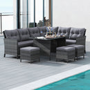 7 Pieces Patio Dining Furniture Set with Soft Cushions and Ottomans