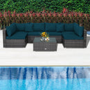 7 Pieces Patio Rattan Furniture Set Sectional Sofa Garden Cushion