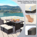 7 Pieces Wicker Patio Furniture Set-White