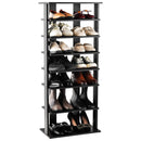 7-Tier Dual Shoe Rack Free Standing Shelves Storage Shelves Concise-Black