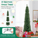 5/6/7/8 Feet Pencil Christmas Tree with 295/392/523/671 Memory Wire Branch Tips and Upgraded Metal Stand