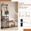 Hall Tree with Shoe Bench and Storage Hooks - Rustic Brown