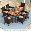 7 Pieces Garden Dining Patio Rattan Set with Cushions for Backyard