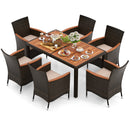 7 Pieces Garden Dining Patio Rattan Set with Cushions for Backyard