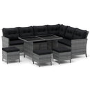 7 Pieces Patio Dining Furniture Set with Soft Cushions and Ottomans