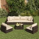 7 Pieces Patio Rattan Furniture Set with Sectional Sofa Cushions