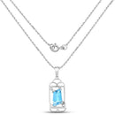 4.57 Carat Genuine Swiss Blue Topaz & White Topaz .925 Sterling Silver Pendant