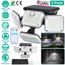 2 Pack Solar Powered Wall Lights IP44 Waterproof Motion Sensor Lights with 4 Adjustable Heads 333Pcs LED Beads 120¡ Sensing Angle Remote Control for Y