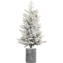 2FT Pre-Lit Flocked Christmas Tree with Pot & Pine Cones