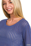 Zenana Hollow Out Long Sleeve Sweater