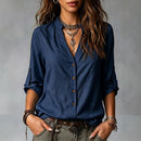 Casual-style Long-sleeve Button-down Shirt For Women