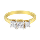 10K Yellow Gold Princess-Cut Diamond Three Stone Band Ring (1 Cttw, J-K Color, I1-I2 Clarity) - Size 6