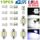 13Pcs T10 31mm Festoon LED Light Bulb Interior Dome Map LED Lights License Plate Trunk Side Positioning Lights 6000K White