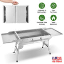 Foldable Charcoal Grill with Storage Shelf and 10 Skewers