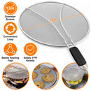 Grease Splatter ScreenÊ13in Stainless Steel Fine Mesh Splash Mesh Shield Hot Oil Stopper w/ Resting Feet For Frying Pan Cooking Woks Skillets Pots Pan