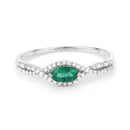 0.32 Carat Genuine Zambian Emerald and White Diamond 14K White Gold Ring