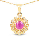 0.59 Carat Genuine Ruby and White Diamond 14K Yellow Gold Pendant