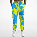 Yellow and Blue Paint Splatter Unisex Cargo Joggers (Fleece Lined)