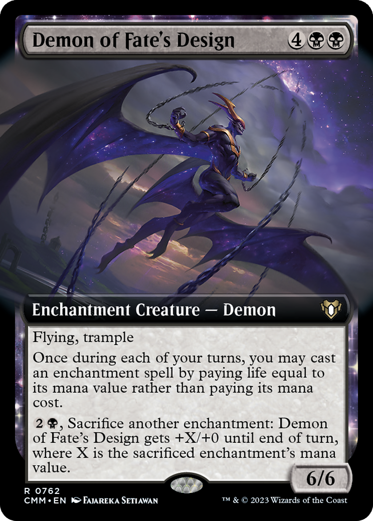 Demon of Fate's Design (CMM-762) - Commander Masters: (Extended Art, enchantment)