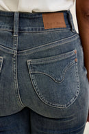 Judy Blue High Waist Double Button Frayed Hem Jeans