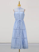 Hollow Out Sleeveless Midi Dress