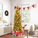 5/6/7/8/9 FT Pre-Lit Artificial Hinged Slim Pencil Christmas Tree