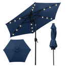 7.5 Feet Solar Powered Patio Umbrella with LED Lights and Crank Handle