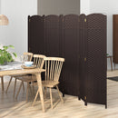 8-Panel Folding Room Divider with Hand-woven Texture and Wood Frame