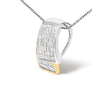 14K White and Yellow Gold 2.0 Cttw Princess Cut Diamond Two Tone Foldover Box Pendant 18†Box Chain Necklace (H-I Color, SI1-SI2 Clarity)