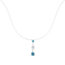 14K White Gold 1 1/2 cttw White and Treated Blue Diamond Pendant Necklace (H-I, I1-I2)