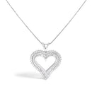 .925 Sterling Silver 1.00 Cttw Diamond Heart 18" Pendant Necklace (I-J Color, I2-I3 Clarity)