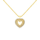 14K Yellow Gold Plated .925 Sterling Silver 1.0 Cttw Round and Baguette-Cut Diamond Composite Hearth 18" Pendant Necklace (I-J Color, I1-I2 Clarity)