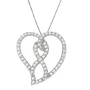 14K White Gold 1.0 Cttw White Diamond Awareness Ribbon & Open Heart 18" Pendant Necklace (H-I Color, I1-I2 Clarity) - White Diamond Ribbon