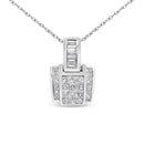 14K White Gold 2 1/5 Cttw Princess Cut Composite Diamond Pendant with Diamond Bale Pendant Necklace (H-I Color,SI1-SI2 Clarity) - NO CHAIN INCLUDED