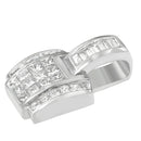 14K White Gold 2 1/5 Cttw Princess Cut Composite Diamond Pendant with Diamond Bale Pendant Necklace (H-I Color,SI1-SI2 Clarity) - NO CHAIN INCLUDED