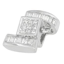 14K White Gold 1 2/5 cttw Princess and Baguette Cut Diamond Zig Zag Pendant Necklace (H-I, SI1-SI2)