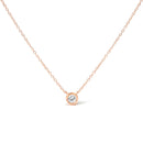 10K Rose Gold 1/5 Carat Round Brilliant-Cut Diamond Modern Bezel-Set Solitaire 16"-18" Pendant Necklace (H-I Color, SI2-I1 Clarity)