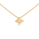 10K Yellow Gold 1/5 Cttw Bezel Set Princess Diamond Kite Shaped Solitaire Pendent Necklace