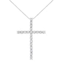 .925 Sterling Silver 4.0 Cttw Diamond 2-1/4" Cross Pendant with Box Chain Necklace (I-J Color, I1-I2 Clarity) - 18"