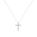 .925 Sterling Silver 1.0 Cttw Prong Set Round-Cut Diamond Cross 18" Pendant Necklace (I-J Color, I2-I3 Clarity)