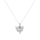 10K White Gold 1.0 Cttw Round-Cut and Princess-Cut Diamond Heart Shaped 18" Pendant Necklace (H-I Color, SI2-I1 Clarity)