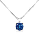 10K White Gold 1/4 Cttw Round Brilliant Cut Lab Grown Blue Diamond 4-Prong Solitaire Pendant Necklace (Blue Color, VS2-SI1 Clarity) - 18"