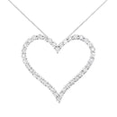.925 Sterling Silver 3.0 cttw Round-Cut Diamond Open Heart Pendant Necklace (I-J Color, I2-I3 Clarity) - 18"