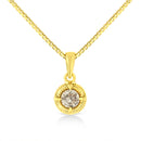 14K Yellow Gold Plated .925 Sterling Silver 1/2 Cttw Brilliant Round Cut Diamond Solitaire Milgrain 18" Pendant Necklace (K-L Color, I2-I3 Clarity)
