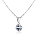 .925 Sterling Silver 3/4 Cttw Treated Blue Diamond Solitaire 18" Milgrain Pendant Necklace (Blue Color, I1-I2 Clarity)