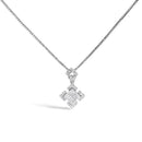 10K White Gold 1/5 Cttw Diamond Geometric Design Pendant Necklace
